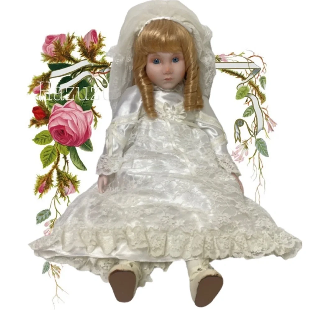 Vintage Doll Porcelain Lace Dress Ellie Bridal Wedding Collectible Vintage Toys